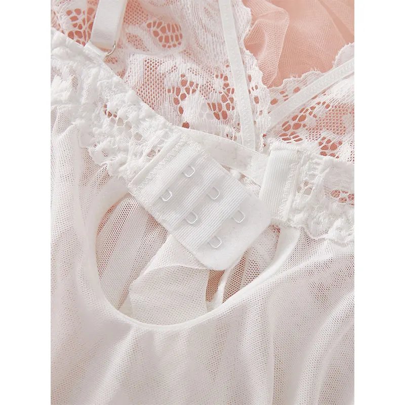 Victoria's Vogue Suspender Suit Summer Ultra-thin Nightgown Lace Thong Sets Women's Sexy Pyjamas Lingerie Hot Night Dress Comfortable Sleepwear