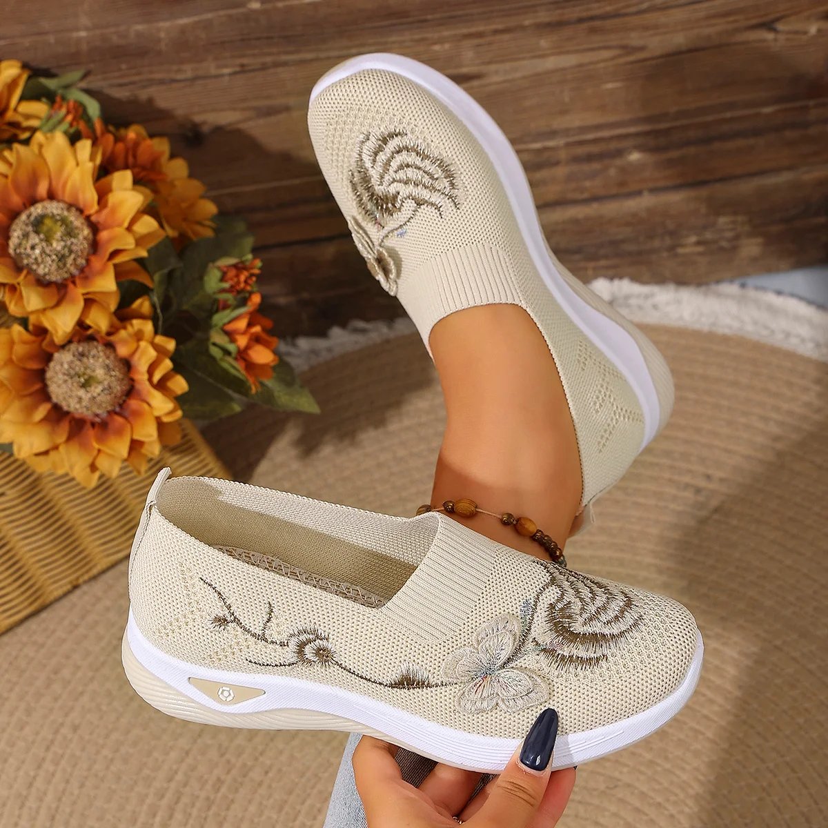 Victoria'S Vogue Women's Lightweight Durable Knit Sneakers Microfiber Breathable Spring Summer Outdoor Daily Commute Casual Walking Shoes