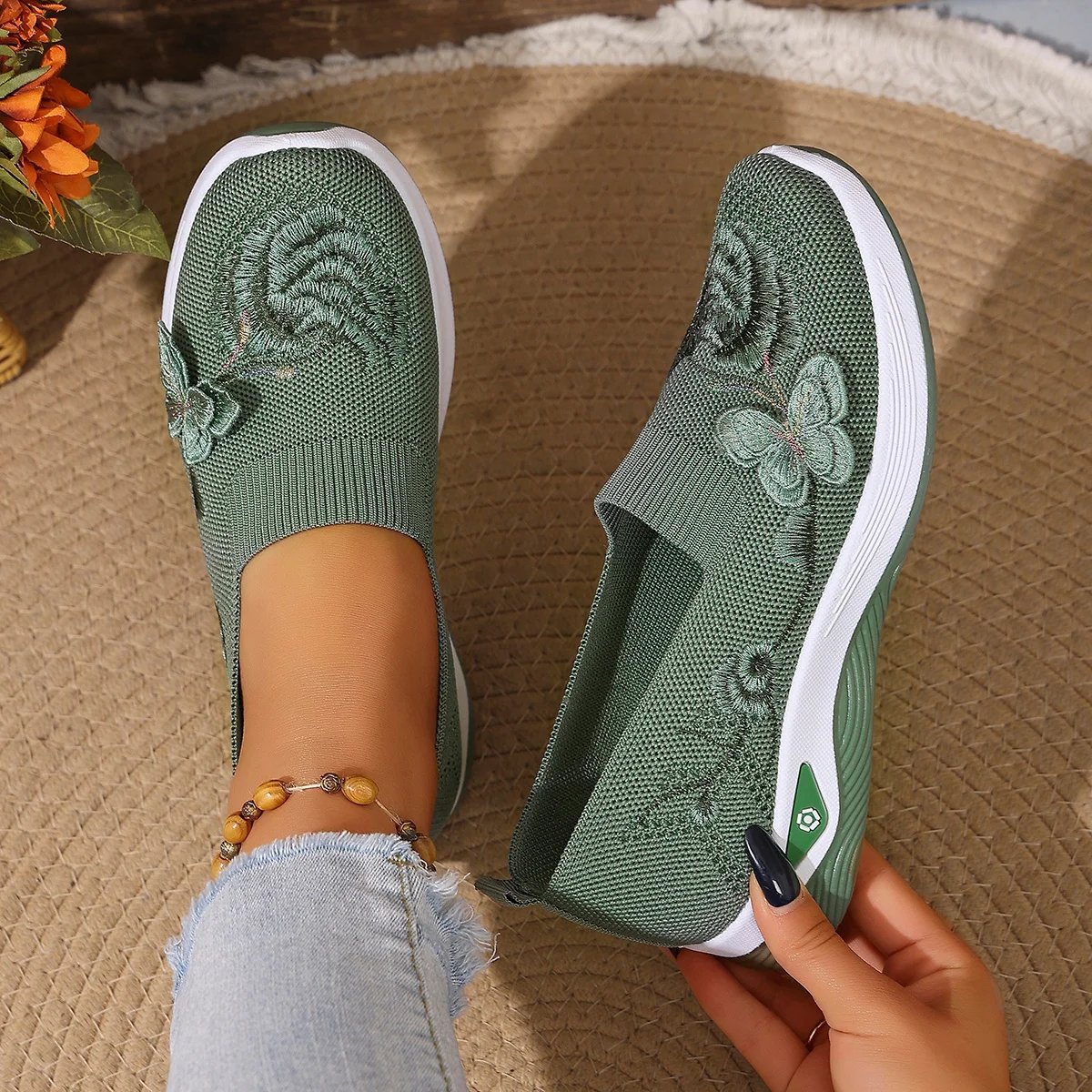 Victoria'S Vogue Women's Lightweight Durable Knit Sneakers Microfiber Breathable Spring Summer Outdoor Daily Commute Casual Walking Shoes