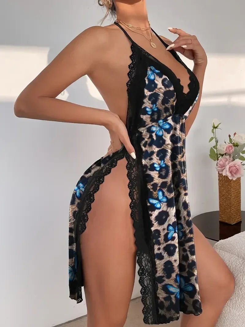 Victoria'S Vogue Sexy Women's Underwear Large Size Loose Home Nightgown Slit Pajamas