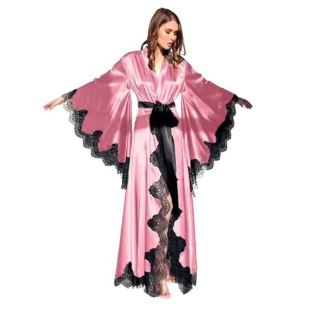Victoria'S Vogue Women Robes Sleepwear Kimono Pajamas Pure Long Black Silk Satin Lace Trim Photography Dress Wedding Bride Gown Photo Shoot Victoria'S Vogue Women Robes Sleepwear Kimono Pajamas Pure Long Black Silk Satin Lace Trim Photography Dress Wedding Bride Gown Photo Shoot