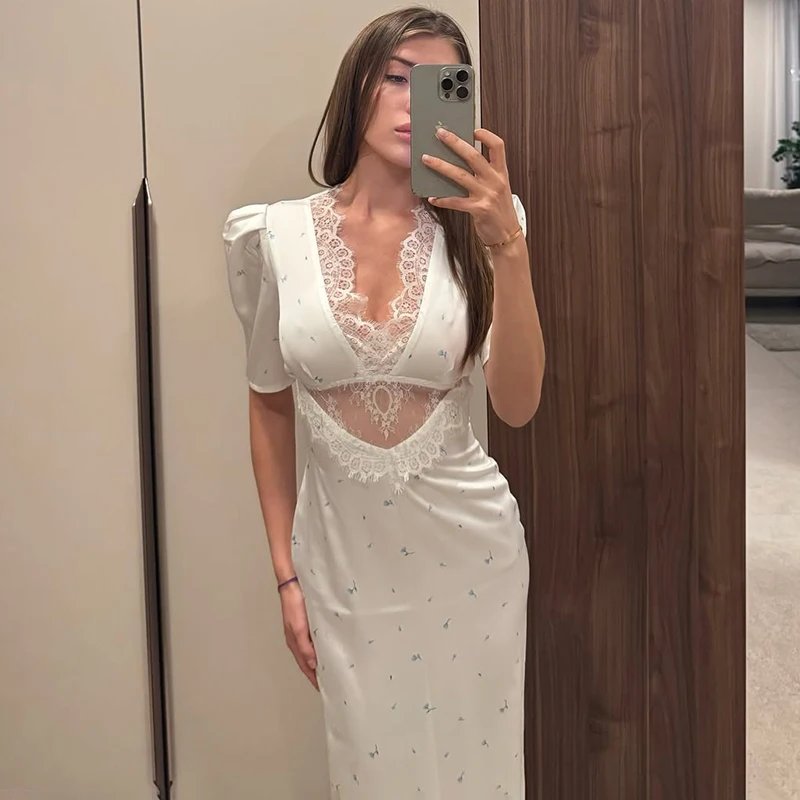 Victoria'S Vogue Sexy Hollow Lace Dress Women's Fashion Short Sleeve Elegant High Waist Slim Print Dress Summer Party Club Clothes Female Victoria'S Vogue Sexy Hollow Lace Dress Women's Fashion Short Sleeve Elegant High Waist Slim Print Dress Summer Party Club Clothes Female