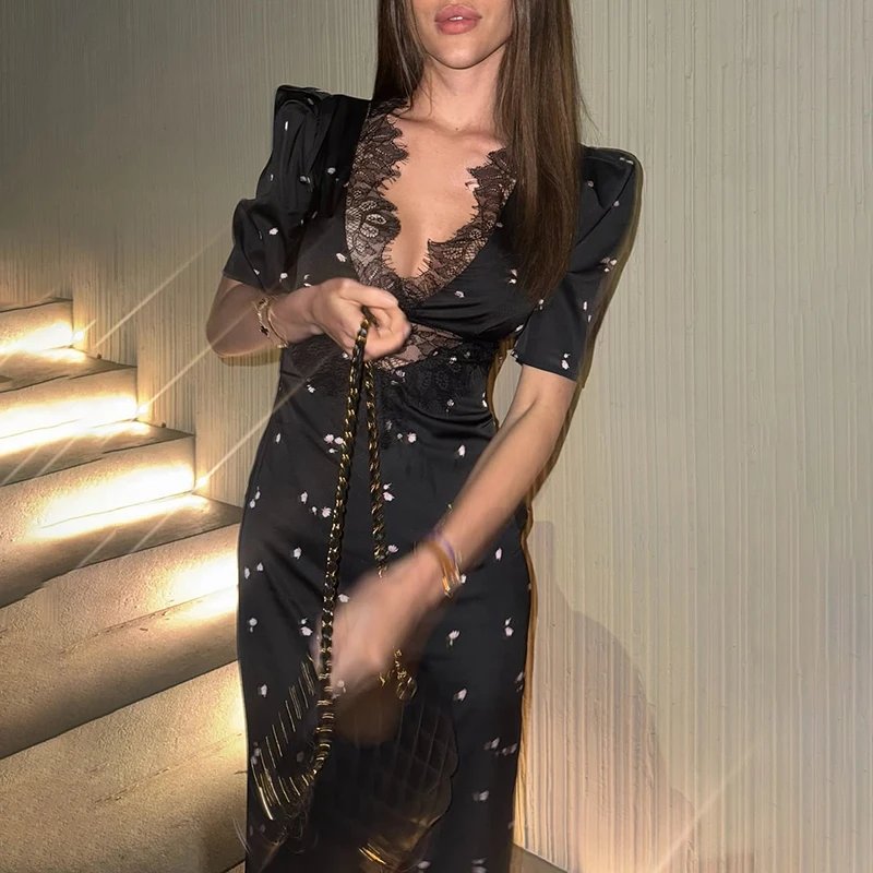 Victoria'S Vogue Sexy Hollow Lace Dress Women's Fashion Short Sleeve Elegant High Waist Slim Print Dress Summer Party Club Clothes Female Victoria'S Vogue Sexy Hollow Lace Dress Women's Fashion Short Sleeve Elegant High Waist Slim Print Dress Summer Party Club Clothes Female