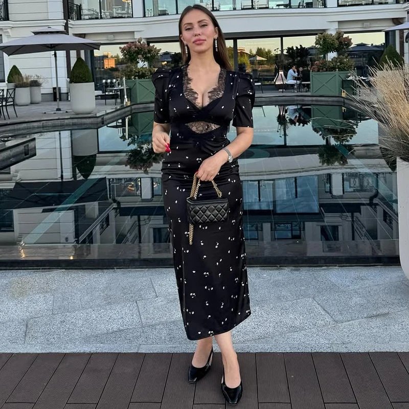Victoria'S Vogue Sexy Hollow Lace Dress Women's Fashion Short Sleeve Elegant High Waist Slim Print Dress Summer Party Club Clothes Female Victoria'S Vogue Sexy Hollow Lace Dress Women's Fashion Short Sleeve Elegant High Waist Slim Print Dress Summer Party Club Clothes Female