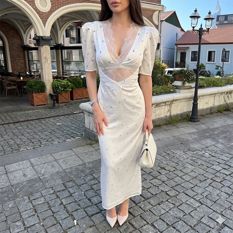 Victoria'S Vogue Sexy Hollow Lace Dress Women's Fashion Short Sleeve Elegant High Waist Slim Print Dress Summer Party Club Clothes Female Victoria'S Vogue Sexy Hollow Lace Dress Women's Fashion Short Sleeve Elegant High Waist Slim Print Dress Summer Party Club Clothes Female