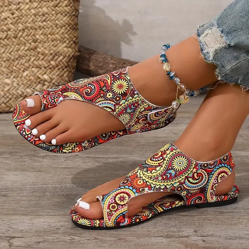 Victoria'S Vogue 2025 Women Flat Sandals Comfortable Flats Sandals Printed Bohemia Roman Style Shoes for Women Fashion Shoes Sandalias De Mujer Victoria'S Vogue 2025 Women Flat Sandals Comfortable Flats Sandals Printed Bohemia Roman Style Shoes for Women Fashion Shoes Sandalias De Mujer