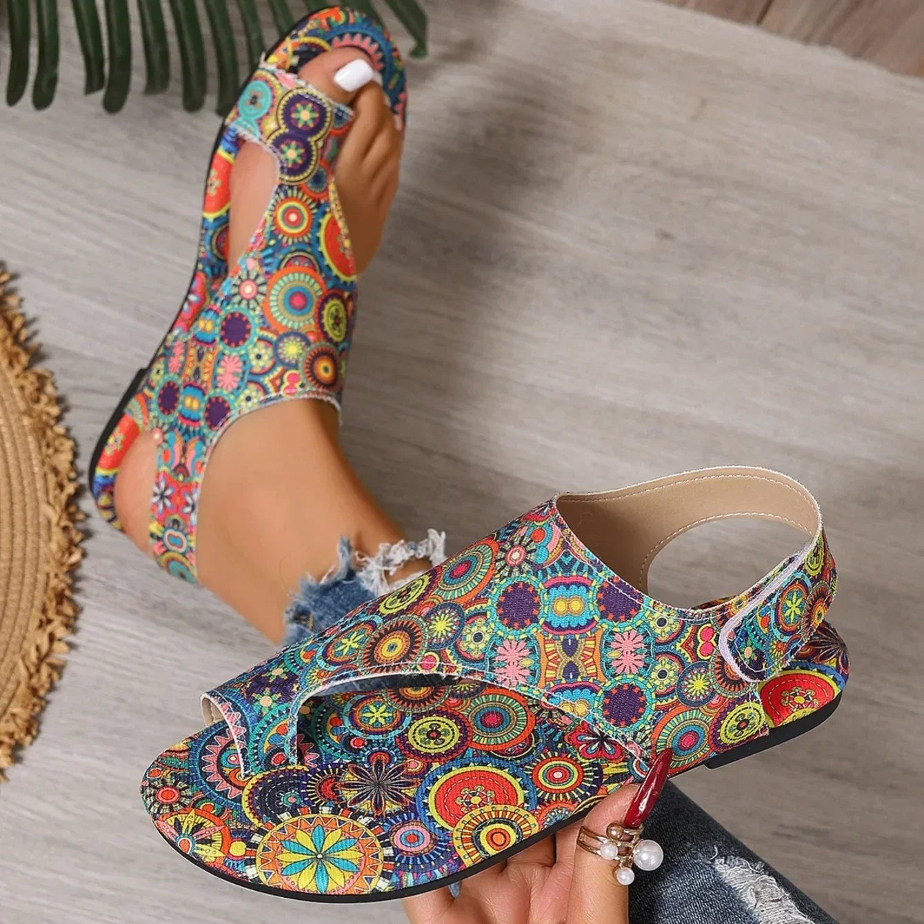 Victoria'S Vogue 2025 Women Flat Sandals Comfortable Flats Sandals Printed Bohemia Roman Style Shoes for Women Fashion Shoes Sandalias De Mujer Victoria'S Vogue 2025 Women Flat Sandals Comfortable Flats Sandals Printed Bohemia Roman Style Shoes for Women Fashion Shoes Sandalias De Mujer