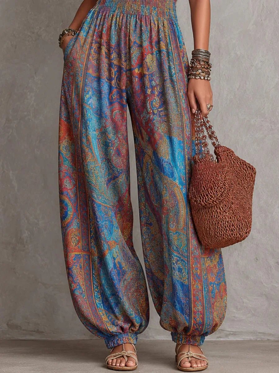 Victoria's Vogue Sexy Sleeveless Backless Jumpsuit Women's 2026 Summer Boho Wide Leg Printed Loose Long Pants Jumpsuits Vacation Party Clothing
