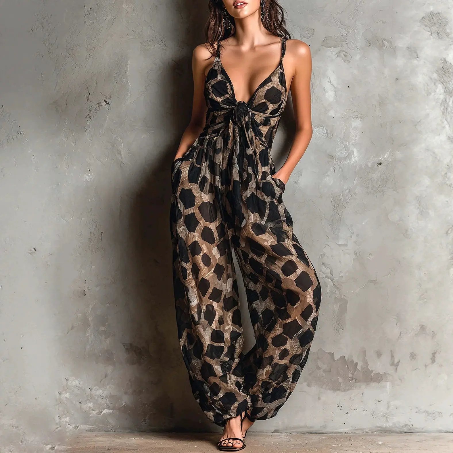 Victoria'S Vogue Sexy Leopard Print Long Jumpsuits Women Thin Strap Sleeveless V Neck Twist Front Wide Leg Pants Playsuit 2026 Female Overall Victoria'S Vogue Sexy Leopard Print Long Jumpsuits Women Thin Strap Sleeveless V Neck Twist Front Wide Leg Pants Playsuit 2026 Female Overall