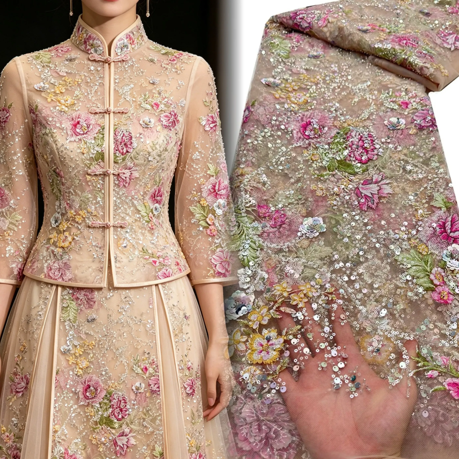 Victoria'S Vogue African Lace Fabric Sequins Beaded Embroidery Groom Nigerian Bridal Southeast Asian Style High Quality French Tulle Lace Wedding