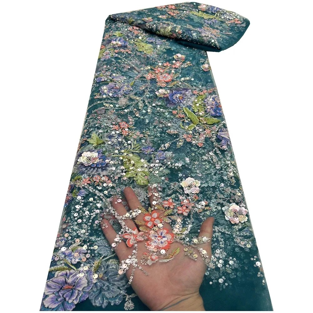 Victoria'S Vogue African Lace Fabric Sequins Beaded Embroidery Groom Nigerian Bridal Southeast Asian Style High Quality French Tulle Lace Wedding