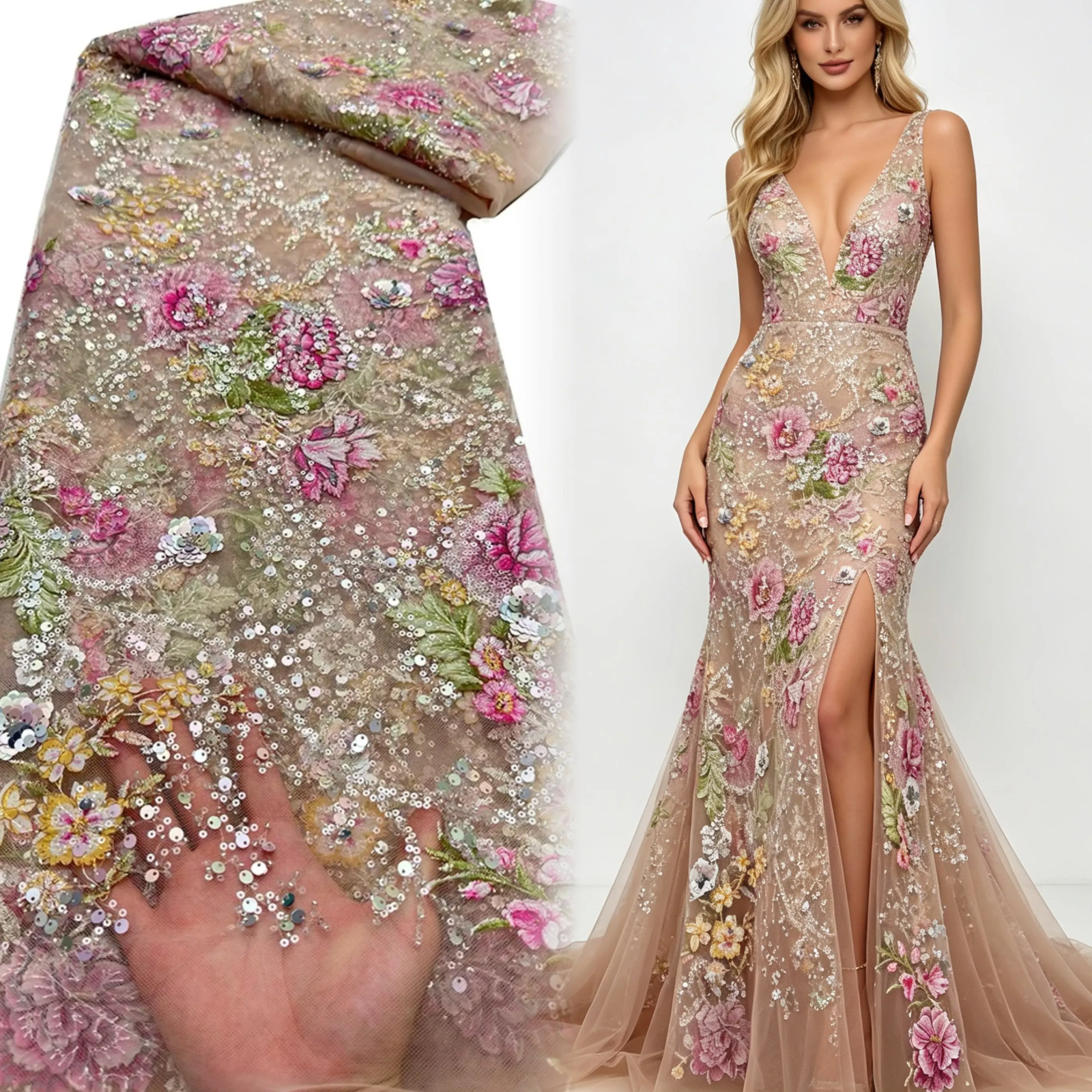 Victoria'S Vogue African Lace Fabric Sequins Beaded Embroidery Groom Nigerian Bridal Southeast Asian Style High Quality French Tulle Lace Wedding