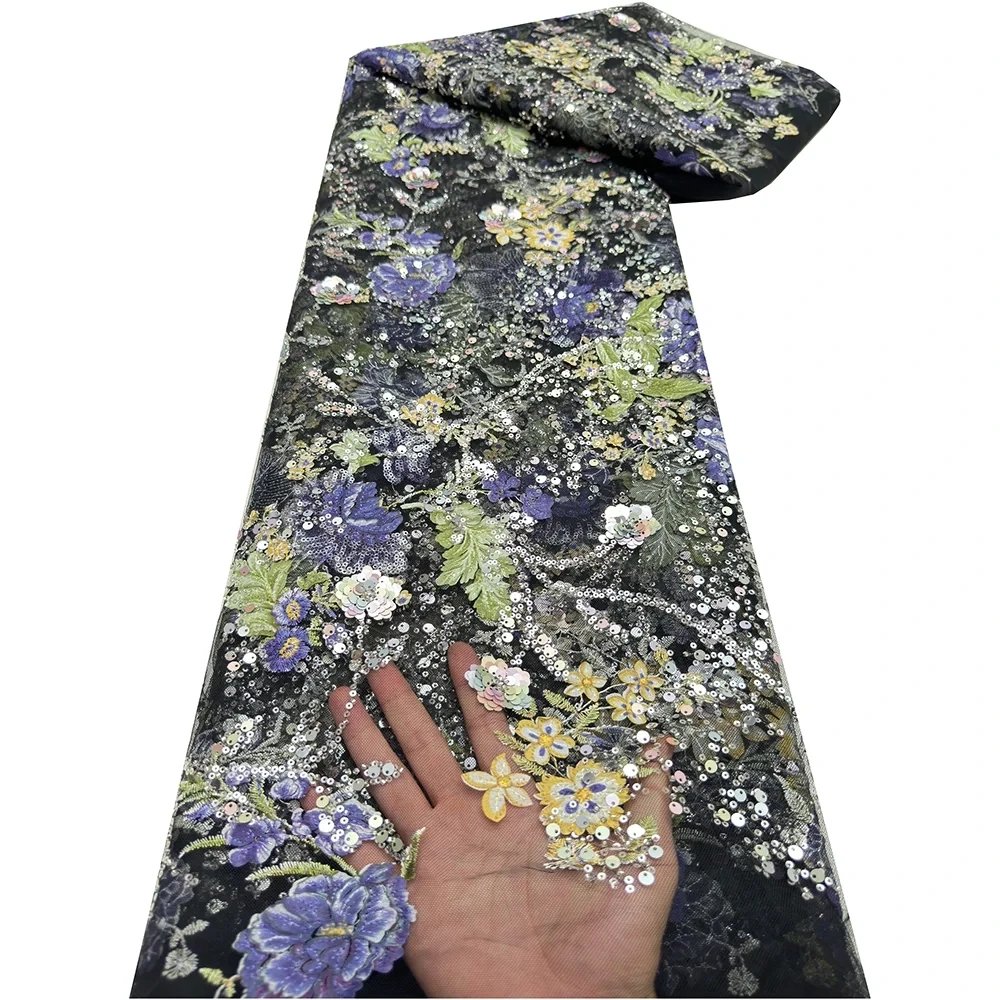 Victoria'S Vogue African Lace Fabric Sequins Beaded Embroidery Groom Nigerian Bridal Southeast Asian Style High Quality French Tulle Lace Wedding