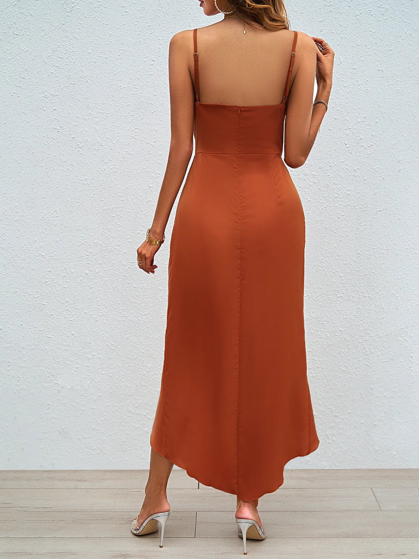 Victoria'S Vogue Charming Summer Cocktail Dresses V Neck Sleeveless Satin Women Prom Gowns Sexy Front Split Ankle Length Evening Party Skirts Victoria'S Vogue Charming Summer Cocktail Dresses V Neck Sleeveless Satin Women Prom Gowns Sexy Front Split Ankle Length Evening Party Skirts