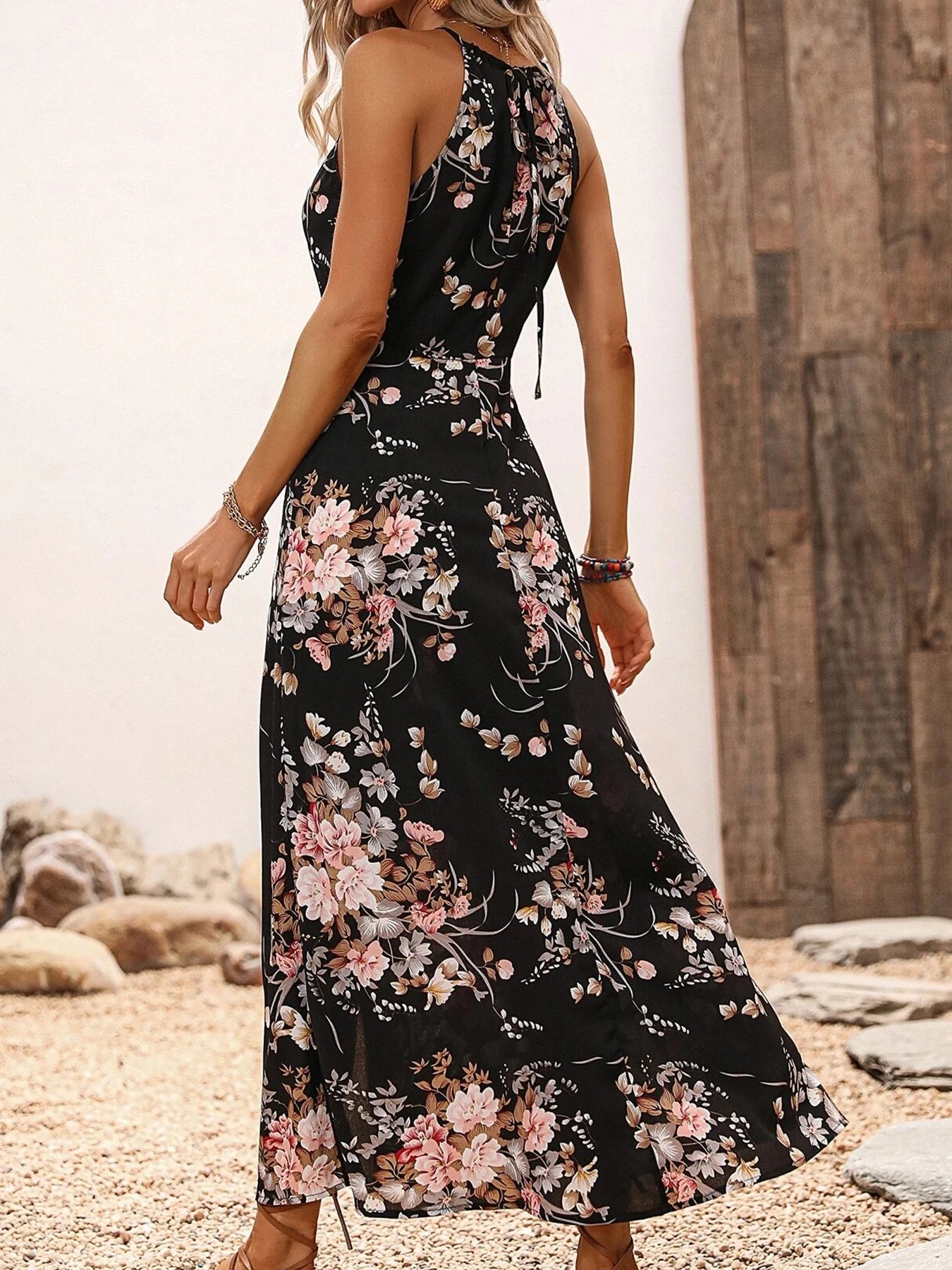 Victoria'S Vogue Women's Floral Print High Slit Thigh Halter Dress - Summer Sleeveless Sexy Bodycon Beach Party Clubwear Victoria'S Vogue Women's Floral Print High Slit Thigh Halter Dress - Summer Sleeveless Sexy Bodycon Beach Party Clubwear