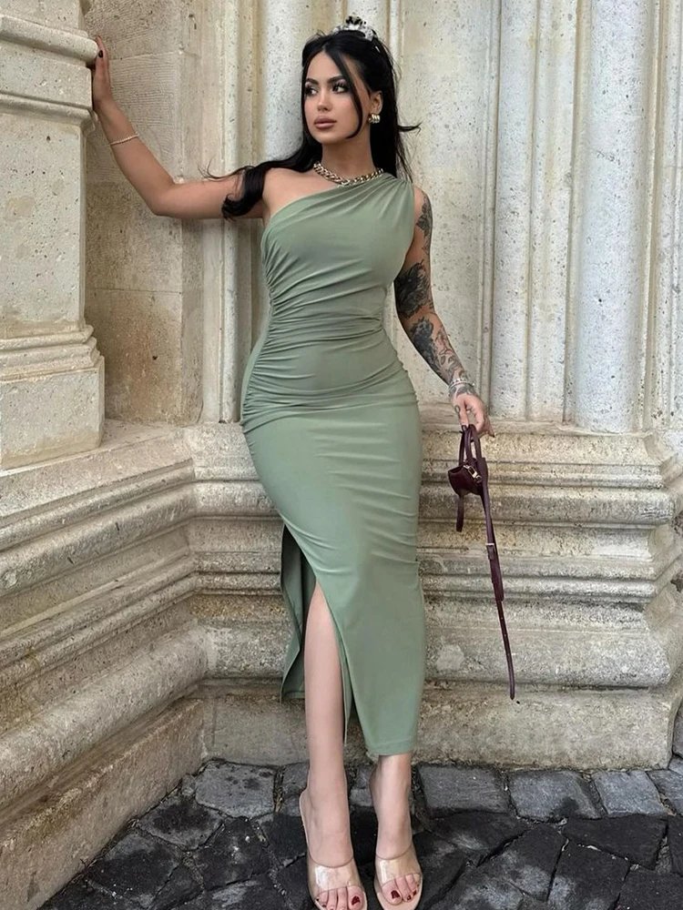 Victoria;S Vogue Women Maxi Dresses Sexy Split Black Sleeveless Backless Slim Dress Summer Female Fashion Off Shoulder Club Elegant Party Dresses
