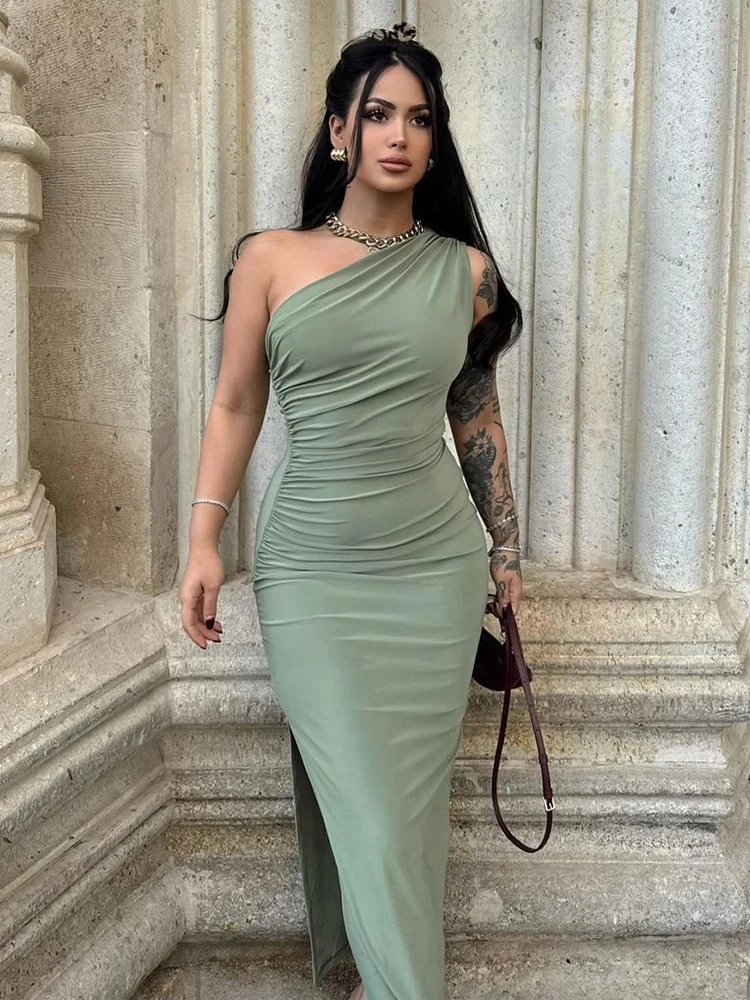 Victoria;S Vogue Women Maxi Dresses Sexy Split Black Sleeveless Backless Slim Dress Summer Female Fashion Off Shoulder Club Elegant Party Dresses