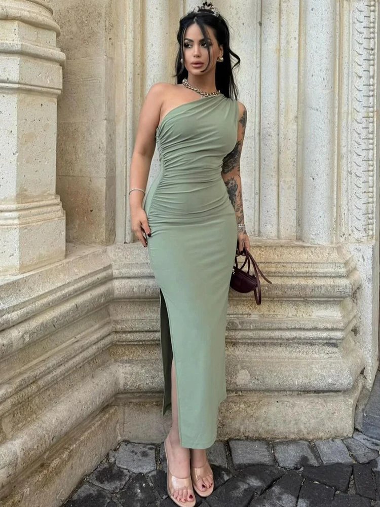 Victoria;S Vogue Women Maxi Dresses Sexy Split Black Sleeveless Backless Slim Dress Summer Female Fashion Off Shoulder Club Elegant Party Dresses