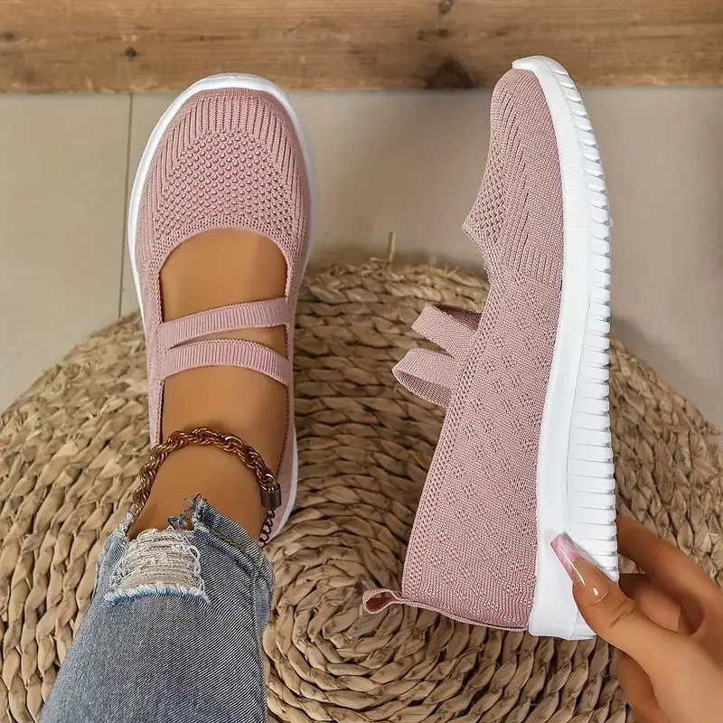 Victoria's Vogue Women's Casual Shoes, Solid Color Breathable Mesh Shoes, Flat Walking Women's Shoes, Fashionable Thin Straps, Free Shipping