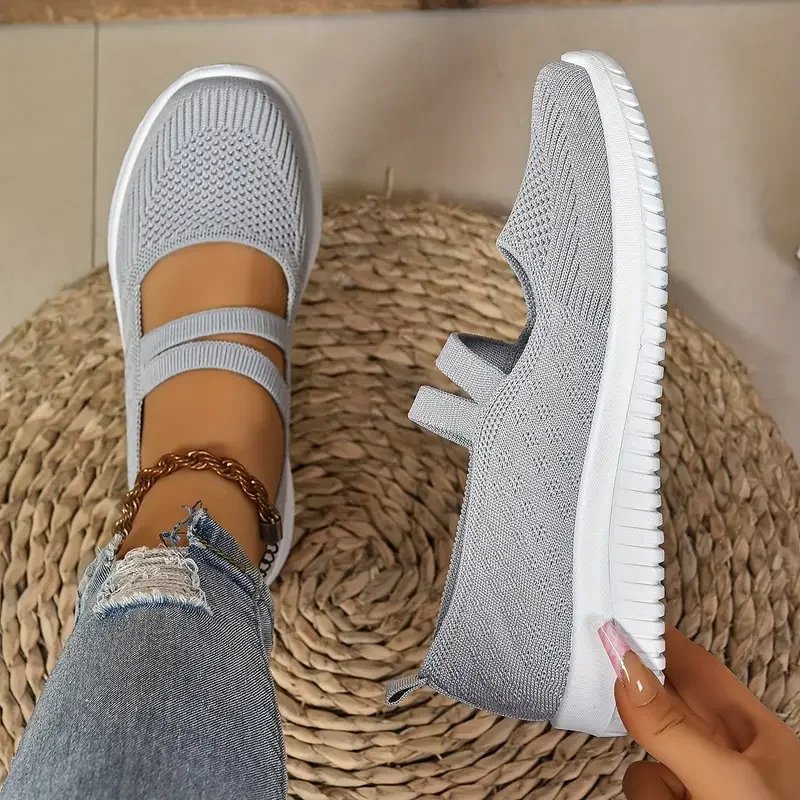 Victoria's Vogue Women's Casual Shoes, Solid Color Breathable Mesh Shoes, Flat Walking Women's Shoes, Fashionable Thin Straps, Free Shipping