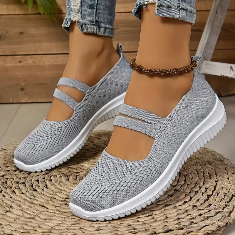 Victoria's Vogue Women's Casual Shoes, Solid Color Breathable Mesh Shoes, Flat Walking Women's Shoes, Fashionable Thin Straps, Free Shipping