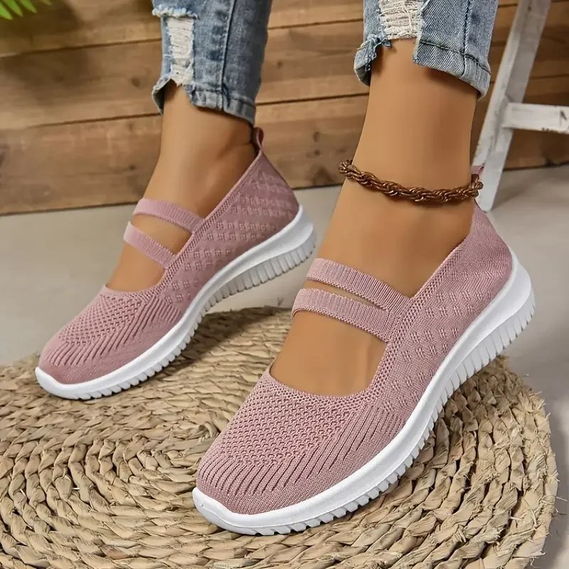 Victoria's Vogue Women's Casual Shoes, Solid Color Breathable Mesh Shoes, Flat Walking Women's Shoes, Fashionable Thin Straps, Free Shipping
