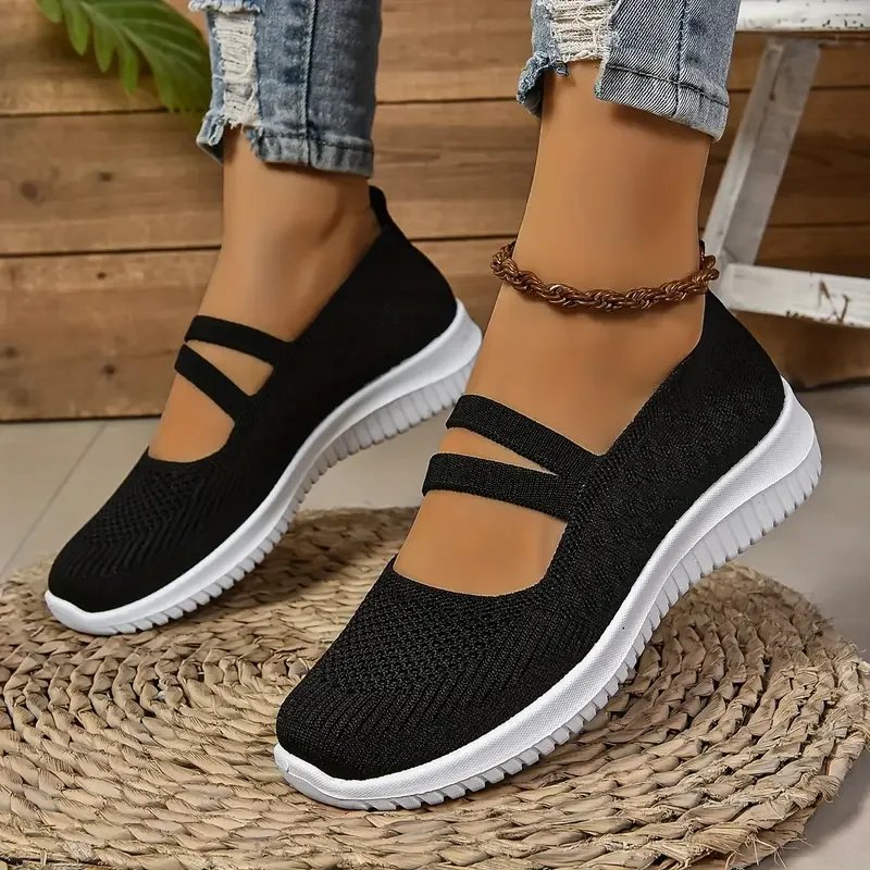 Victoria's Vogue Women's Casual Shoes, Solid Color Breathable Mesh Shoes, Flat Walking Women's Shoes, Fashionable Thin Straps, Free Shipping