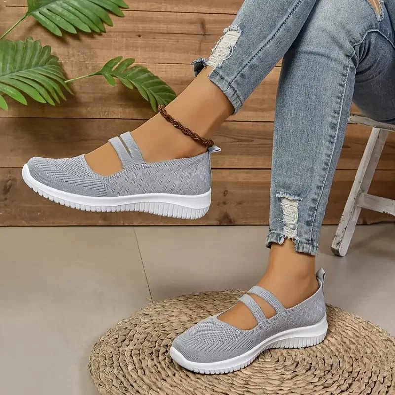 Victoria's Vogue Women's Casual Shoes, Solid Color Breathable Mesh Shoes, Flat Walking Women's Shoes, Fashionable Thin Straps, Free Shipping