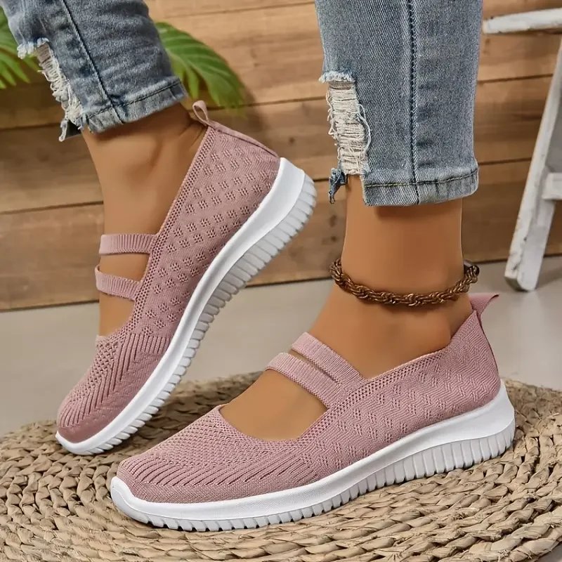 Victoria's Vogue Women's Casual Shoes, Solid Color Breathable Mesh Shoes, Flat Walking Women's Shoes, Fashionable Thin Straps, Free Shipping