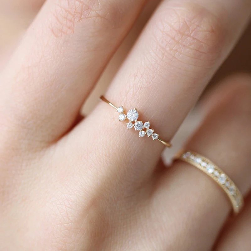 Victoria'S Vogue Minimalist Simple Engagement Ring For Women Crystal Elegant Bridal Wedding Ring  Jewelry