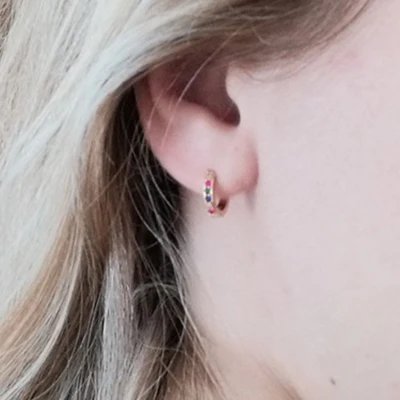 Victoria'S Vogue Simple Lovely Girl's Huggies Small Hoops Earrings Skinny Rainbow  Boho Classic Minimal Charming Earrings Stud Thin Hoops Gift