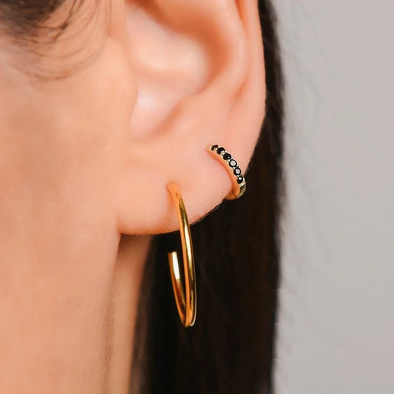 Victoria'S Vogue Simple Lovely Girl's Huggies Small Hoops Earrings Skinny Rainbow  Boho Classic Minimal Charming Earrings Stud Thin Hoops Gift