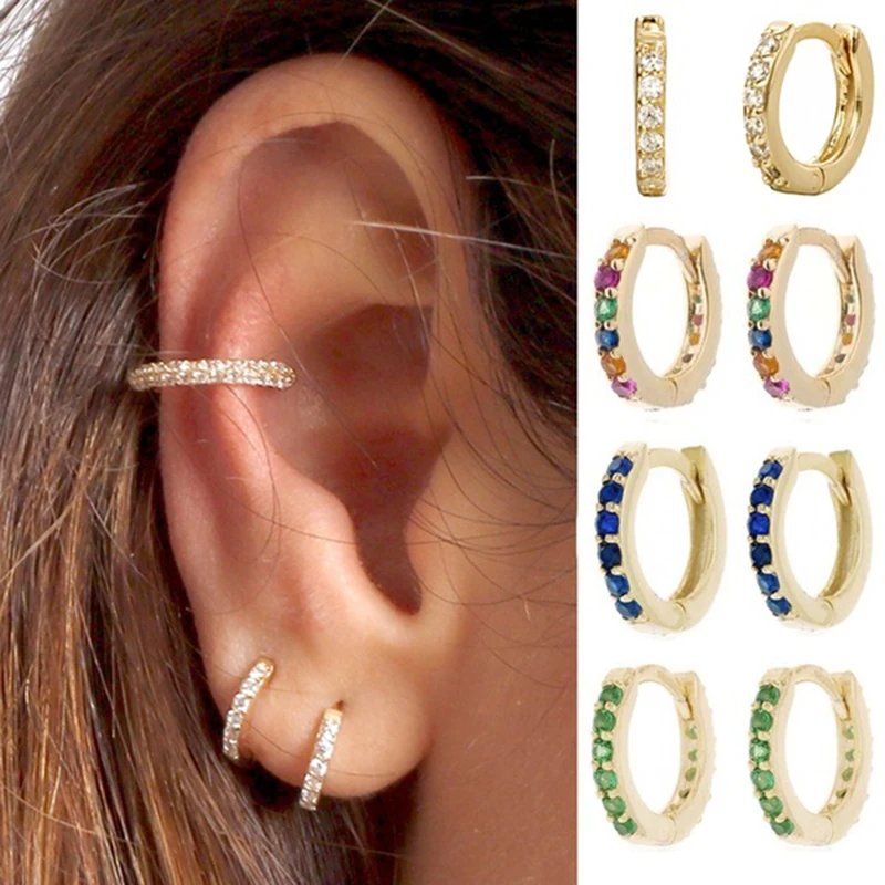 Victoria'S Vogue Simple Lovely Girl's Huggies Small Hoops Earrings Skinny Rainbow  Boho Classic Minimal Charming Earrings Stud Thin Hoops Gift
