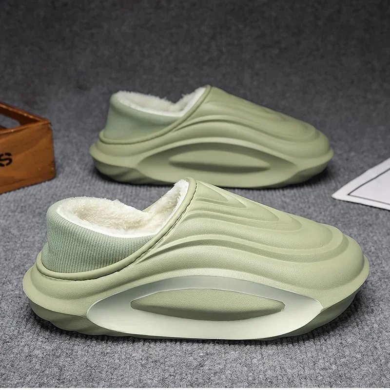 Victoria'S Vogue Winter Thickened Slip Resistant Lined Slippers Lightweight EVA Indoor Outdoor Home Leisure Shoes with Soft Fabric Lining