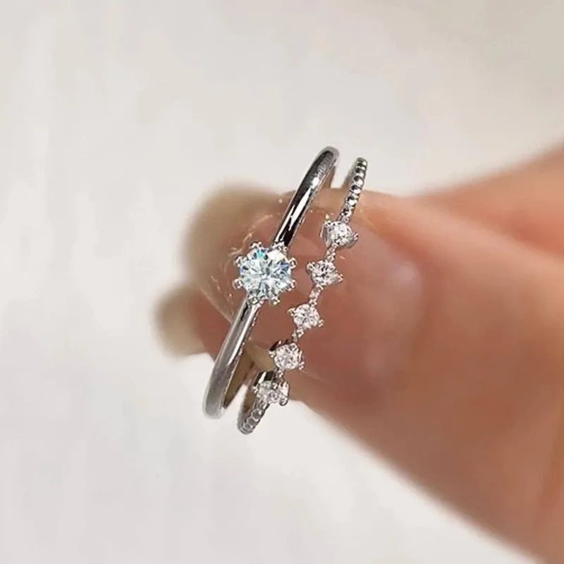 Victoria's Vogue 925 Sterling Silver Round CZ 2Pcs Set Rings for Women Wedding Party Exquisite Female Rings Luxury Trendy Jewelry Gifts Victoria's Vogue 925 Sterling Silver Round CZ 2Pcs Set Rings for Women Wedding Party Exquisite Female Rings Luxury Trendy Jewelry Gifts