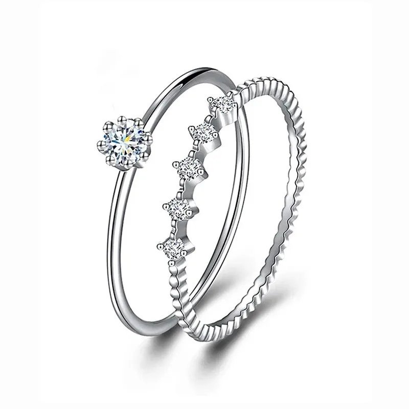 Victoria's Vogue 925 Sterling Silver Round CZ 2Pcs Set Rings for Women Wedding Party Exquisite Female Rings Luxury Trendy Jewelry Gifts Victoria's Vogue 925 Sterling Silver Round CZ 2Pcs Set Rings for Women Wedding Party Exquisite Female Rings Luxury Trendy Jewelry Gifts