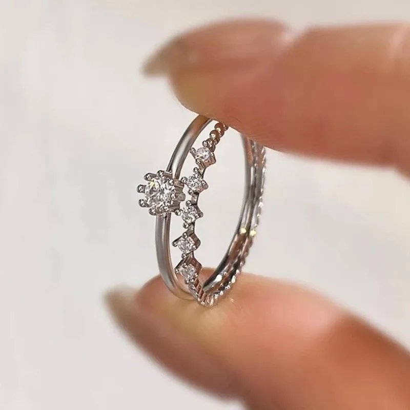 Victoria's Vogue 925 Sterling Silver Round CZ 2Pcs Set Rings for Women Wedding Party Exquisite Female Rings Luxury Trendy Jewelry Gifts Victoria's Vogue 925 Sterling Silver Round CZ 2Pcs Set Rings for Women Wedding Party Exquisite Female Rings Luxury Trendy Jewelry Gifts