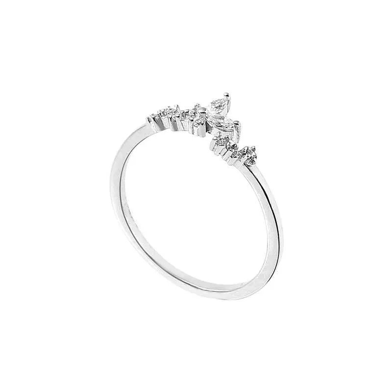 Victoria'S Vogue Exquisite Shiny 925 Sterling Silver Opening Adjustable Irregular Butterfly Wing Zircon Ring for Woman Personalized Jewelry Gifts