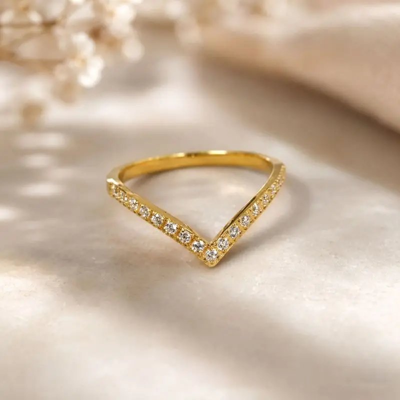 Victoria's Vogue 925 Sterling Silver Fashion V-Shaped Zircon Exquisite Ring for Women Engagement Wedding Party Anniversary Gift Fine Jewelry
