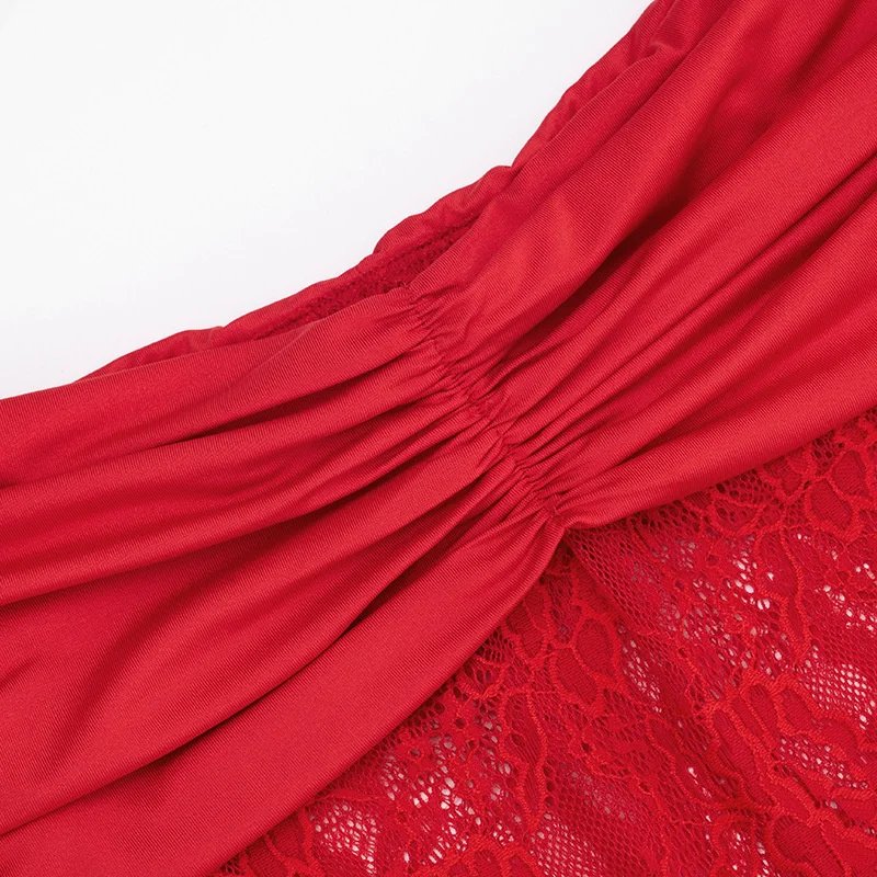 Victoria's Vogue Off-shoulder Strapless Backless Sexy Mini Dress Women Gown Elegant Lace See Through Long Sleeve Ruched Club Party Dress