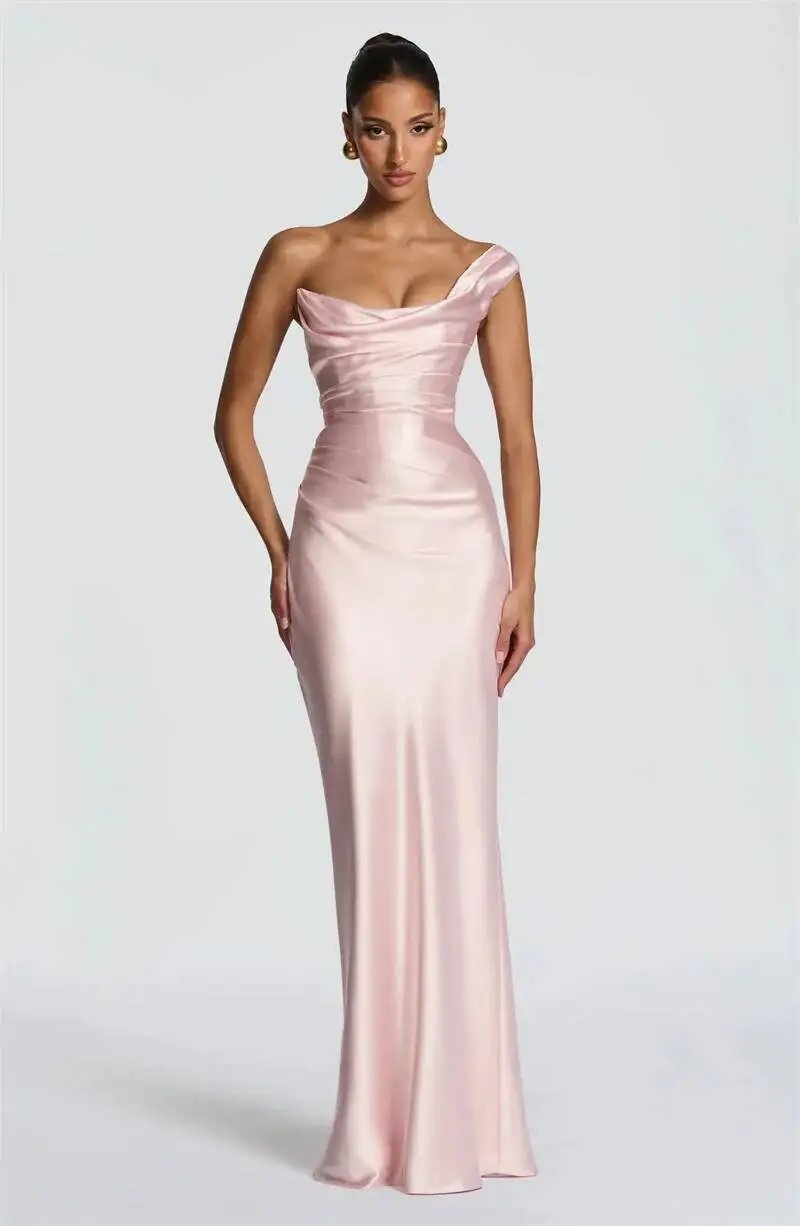 Victoria's Vogue Elegant Satin One Shoulder Evening Dress Women Cowl Neck Sleeveless Bodycon Maxi Dress 2026 Spring Summer Party Gowns Victoria's Vogue Elegant Satin One Shoulder Evening Dress Women Cowl Neck Sleeveless Bodycon Maxi Dress 2026 Spring Summer Party Gowns