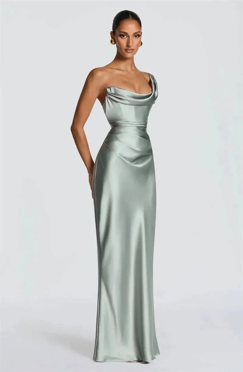 Victoria's Vogue Elegant Satin One Shoulder Evening Dress Women Cowl Neck Sleeveless Bodycon Maxi Dress 2026 Spring Summer Party Gowns Victoria's Vogue Elegant Satin One Shoulder Evening Dress Women Cowl Neck Sleeveless Bodycon Maxi Dress 2026 Spring Summer Party Gowns