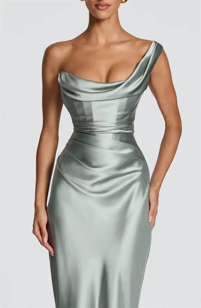 Victoria's Vogue Elegant Satin One Shoulder Evening Dress Women Cowl Neck Sleeveless Bodycon Maxi Dress 2026 Spring Summer Party Gowns Victoria's Vogue Elegant Satin One Shoulder Evening Dress Women Cowl Neck Sleeveless Bodycon Maxi Dress 2026 Spring Summer Party Gowns