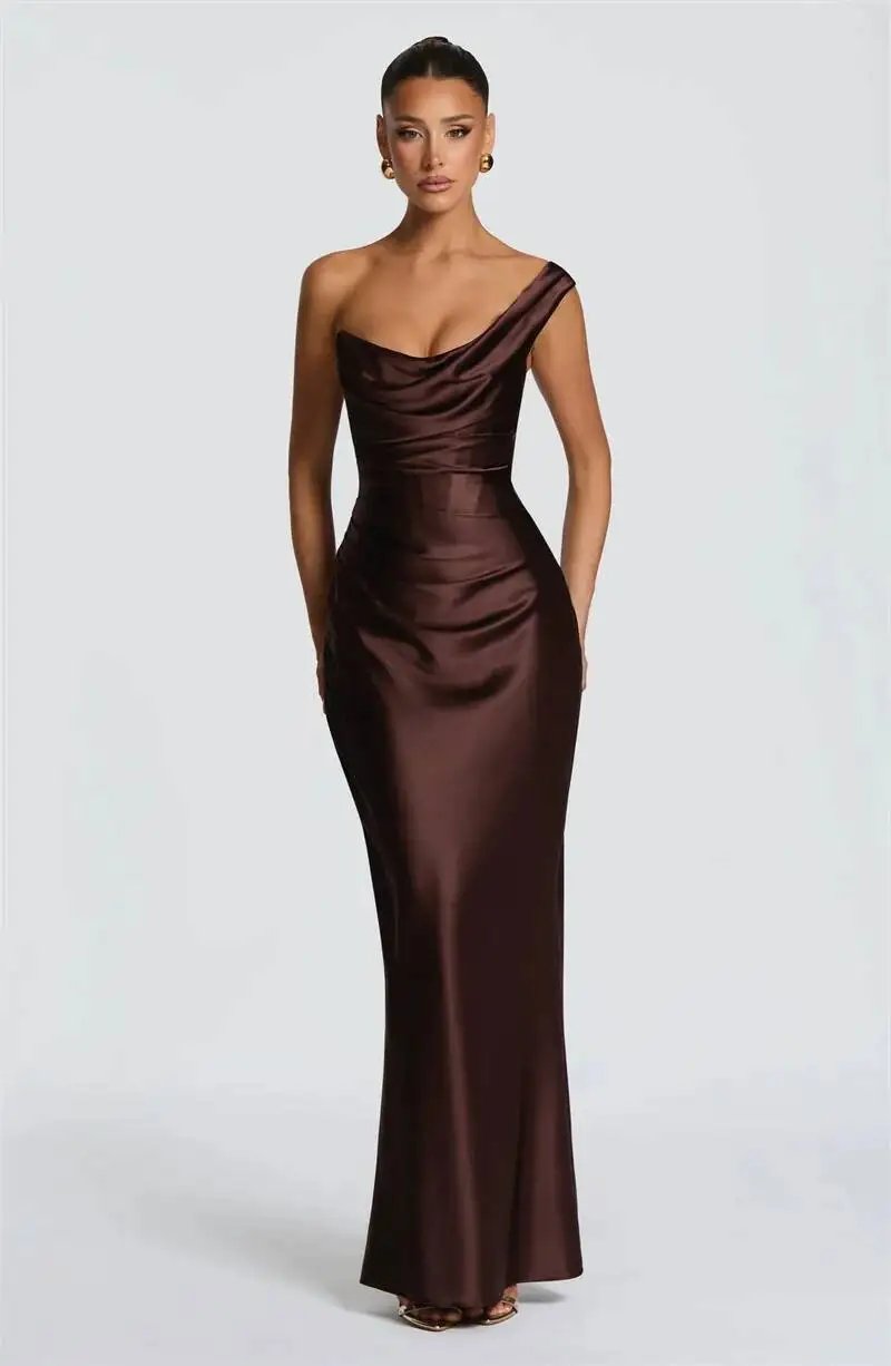 Victoria's Vogue Elegant Satin One Shoulder Evening Dress Women Cowl Neck Sleeveless Bodycon Maxi Dress 2026 Spring Summer Party Gowns Victoria's Vogue Elegant Satin One Shoulder Evening Dress Women Cowl Neck Sleeveless Bodycon Maxi Dress 2026 Spring Summer Party Gowns