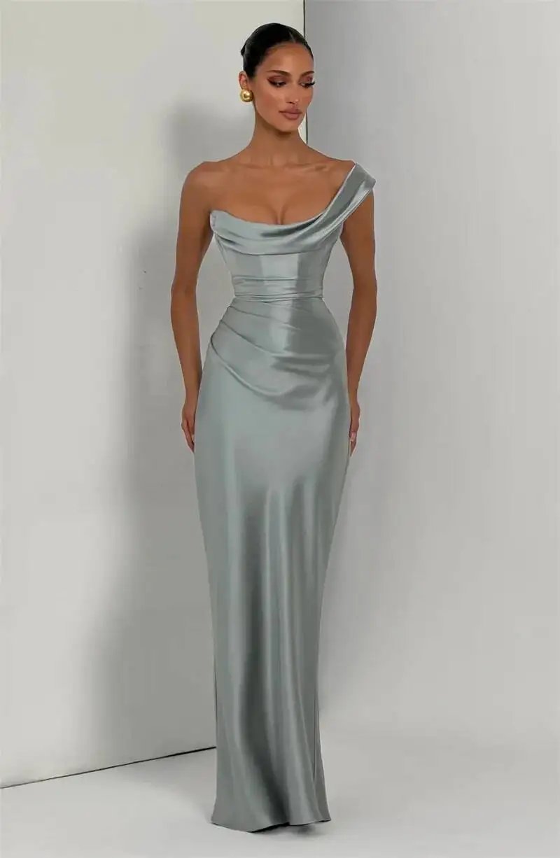 Victoria's Vogue Elegant Satin One Shoulder Evening Dress Women Cowl Neck Sleeveless Bodycon Maxi Dress 2026 Spring Summer Party Gowns Victoria's Vogue Elegant Satin One Shoulder Evening Dress Women Cowl Neck Sleeveless Bodycon Maxi Dress 2026 Spring Summer Party Gowns