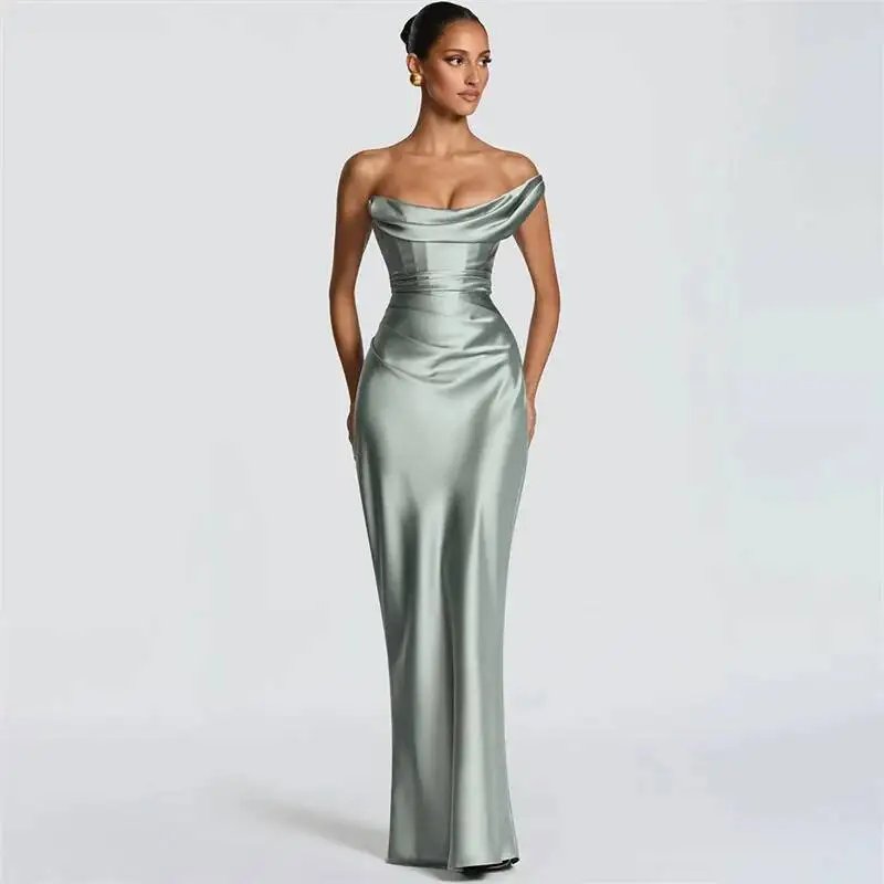 Victoria's Vogue Elegant Satin One Shoulder Evening Dress Women Cowl Neck Sleeveless Bodycon Maxi Dress 2026 Spring Summer Party Gowns Victoria's Vogue Elegant Satin One Shoulder Evening Dress Women Cowl Neck Sleeveless Bodycon Maxi Dress 2026 Spring Summer Party Gowns