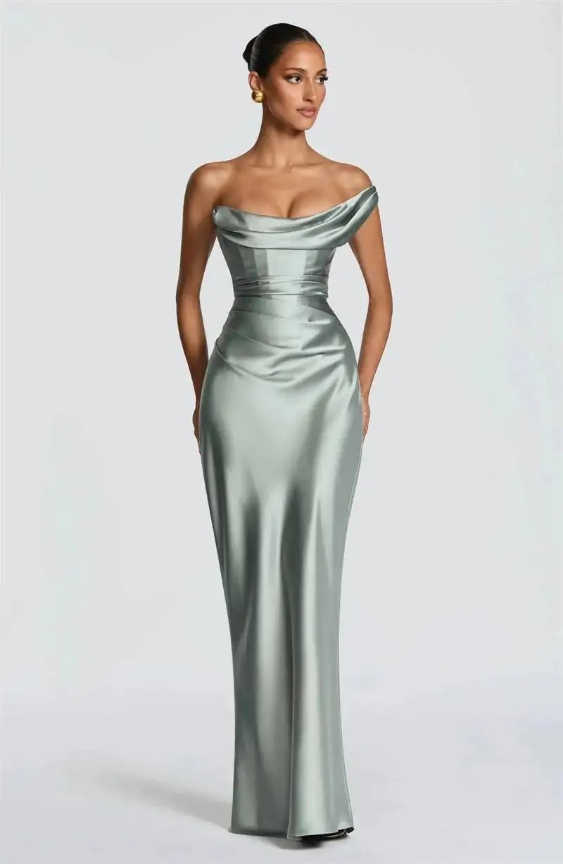 Victoria's Vogue Elegant Satin One Shoulder Evening Dress Women Cowl Neck Sleeveless Bodycon Maxi Dress 2026 Spring Summer Party Gowns Victoria's Vogue Elegant Satin One Shoulder Evening Dress Women Cowl Neck Sleeveless Bodycon Maxi Dress 2026 Spring Summer Party Gowns