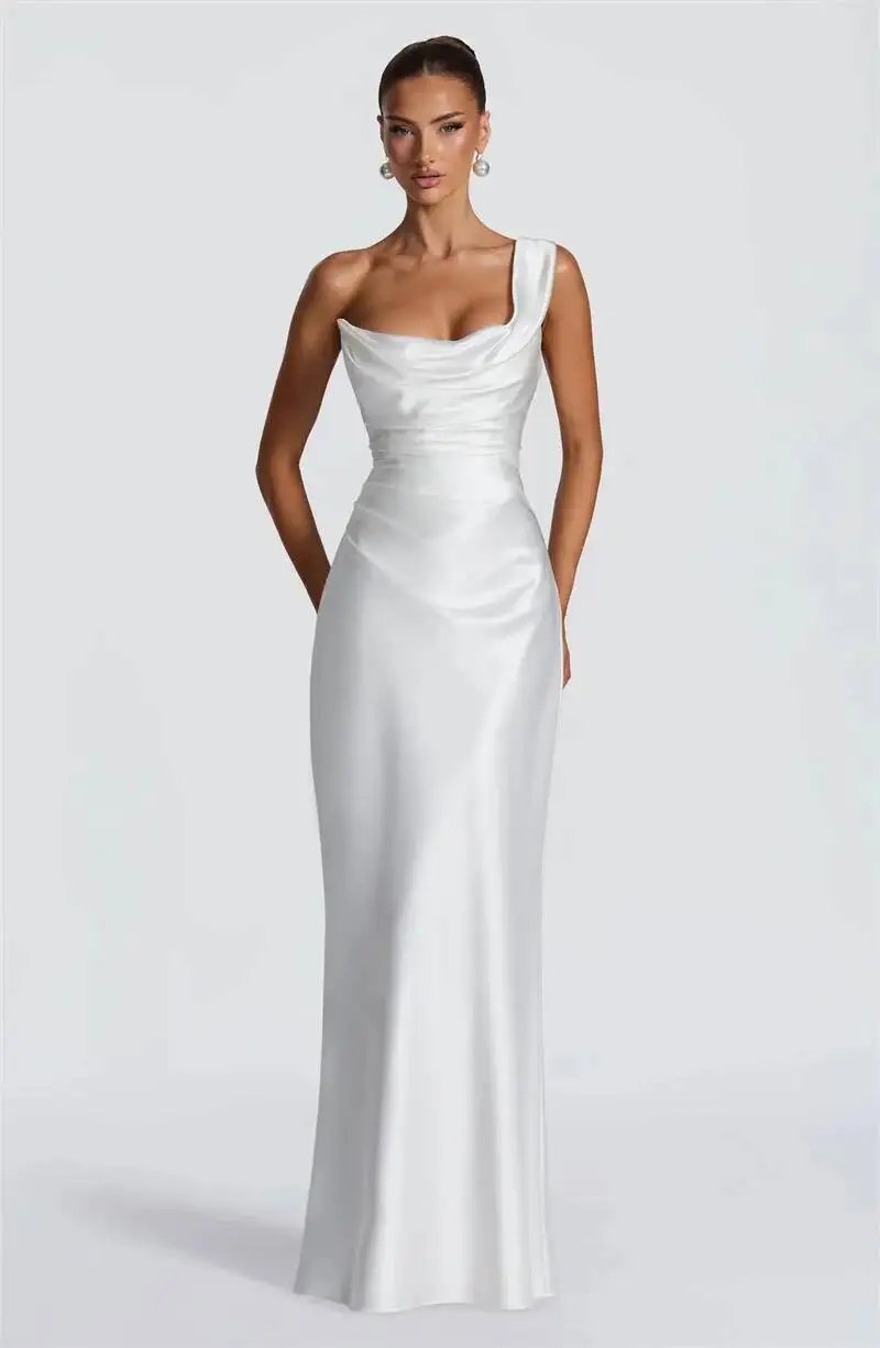 Victoria's Vogue Elegant Satin One Shoulder Evening Dress Women Cowl Neck Sleeveless Bodycon Maxi Dress 2026 Spring Summer Party Gowns Victoria's Vogue Elegant Satin One Shoulder Evening Dress Women Cowl Neck Sleeveless Bodycon Maxi Dress 2026 Spring Summer Party Gowns