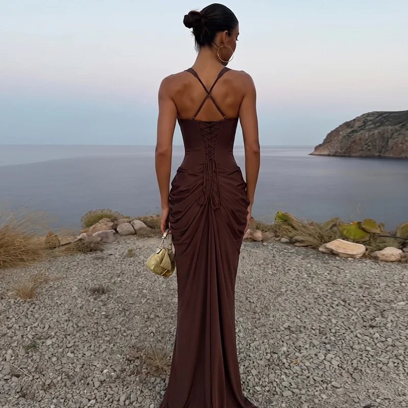 Victoria's Vogue Women Sexy Maxi Dress Sleeveless Sweetheart Neck High Split Draped Ruched Long Party Dress Formal Wedding Guest Dress Victoria's Vogue Women Sexy Maxi Dress Sleeveless Sweetheart Neck High Split Draped Ruched Long Party Dress Formal Wedding Guest Dress