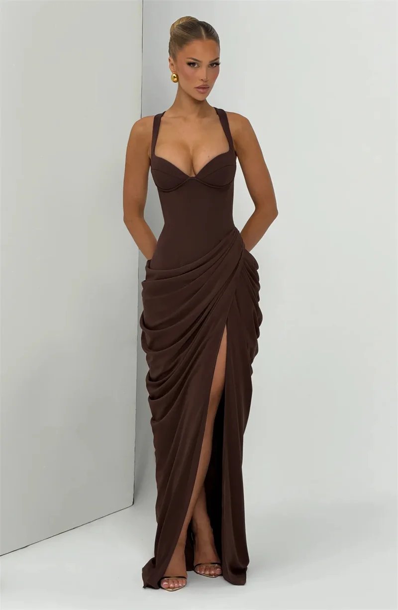 Victoria's Vogue Women Sexy Maxi Dress Sleeveless Sweetheart Neck High Split Draped Ruched Long Party Dress Formal Wedding Guest Dress Victoria's Vogue Women Sexy Maxi Dress Sleeveless Sweetheart Neck High Split Draped Ruched Long Party Dress Formal Wedding Guest Dress